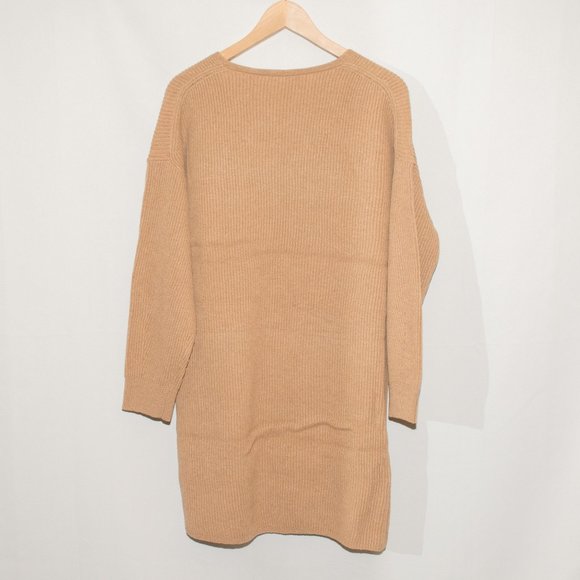 Madewell Tan Ribbed Relaxed V-Neck Sweater Dress - Picture 5 of 6